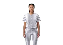 Custom white stripe  adult youth unisex full buttons baseball jersey - Jersey