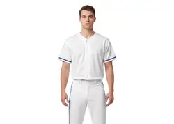 Custom white and royal lines adult youth unisex full buttons softball jersey - Jersey