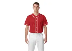 Custom strong red adult youth unisex full buttons softball jersey - Jersey