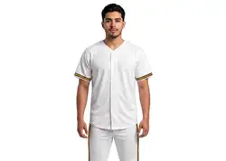 Custom winter white stripe adult youth unisex full buttons softball jersey - Jersey