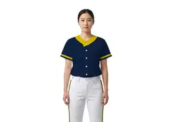 Custom navy horizon adult youth unisex full buttons softball jersey - Jersey