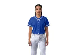 Custom royal blue outline adult youth unisex full buttons softball jersey - Jersey