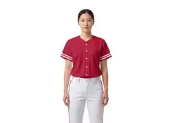Custom solid red adult youth unisex full buttons baseball jersey - Jersey