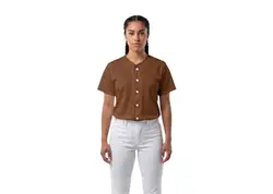 Custom solid brown adult youth unisex full buttons softball jersey - Jersey