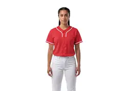 Custom red lily adult youth unisex full buttons baseball jersey - Jersey