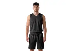 Custom solid non reversible basketball jersey black color - Jersey