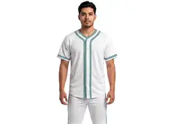 Custom frosted white adult youth unisex full buttons softball jersey - Jersey