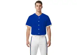 Custom blue bright line adult youth unisex full buttons baseball jersey - Jersey