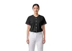 Custom athletic black adult youth unisex full buttons softball jersey - Jersey