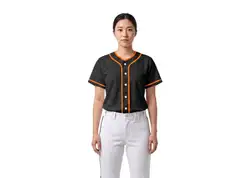 Custom black orange adult youth unisex full buttons softball jersey - Jersey