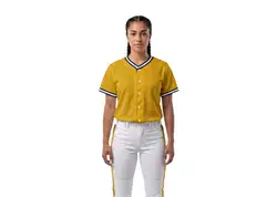 Custom  golden yellow adult youth unisex full buttons baseball jersey - Jersey