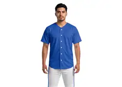 Custom ocean blue adult youth unisex full buttons softball jersey - Jersey