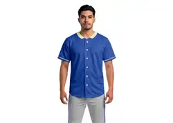 Custom golden blue adult youth unisex full buttons baseball jersey - Jersey