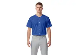 Custom solid blue adult youth unisex full buttons baseball jersey - Jersey