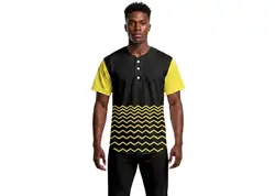 Custom wavy lines adult youth unisex three buttons softball jersey - Jersey