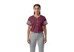 Custom bright maroon  adult youth unisex full buttons softball jersey - Jersey