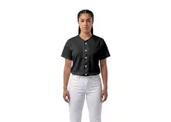Custom solid black adult youth unisex full buttons softball jersey - Jersey