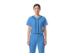Custom  solid blue adult youth unisex full buttons softball jersey - Jersey