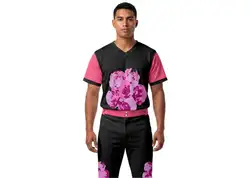 Custom big flowers nature adult youth unisex no buttons baseball jersey - Jersey