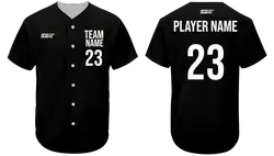 Custom charcoal black adult youth unisex full buttons baseball jersey - Jersey