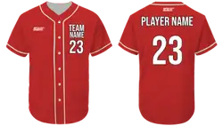 Custom strong red adult youth unisex full buttons softball jersey - Jersey