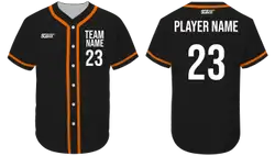 Custom black orange adult youth unisex full buttons softball jersey - Jersey