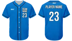 Custom blue wave adult youth unisex full buttons softball jersey - Jersey