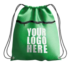 Green  drawstring bag with zipper - Drawstring-bag