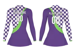 Custom figure skating long sleeve uniform ice green noir adult youth plain skirt - Figure-skating-uniforms