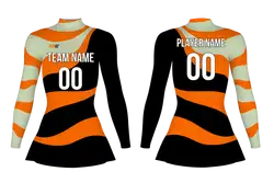 Custom figure skating long sleeve uniform tiger stripe twirl adult youth plain skirt - Figure-skating-uniforms