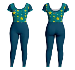 Custom women short  sleeve unitards dance uniform cosmic shine - Dance-bodysuits