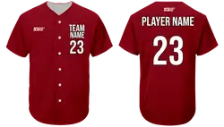 Custom solid maroon adult youth unisex full buttons baseball jersey - Jersey