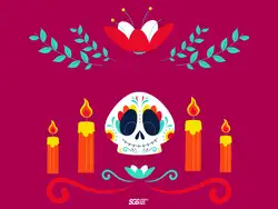 Custom fabric banner holiday calavera - Fabric-banners