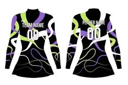 Custom figure skating long sleeve uniform mystic lines adult youth plain skirt - Figure-skating-uniforms