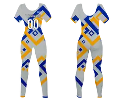 Custom women short sleeve dance bodysuit silver grid - Dance-bodysuits