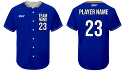 Custom golden blue adult youth unisex full buttons baseball jersey - Jersey