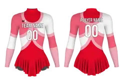 Custom figure skating long sleeve uniform fiery blush  adult youth pleated skirt - Figure-skating-uniforms