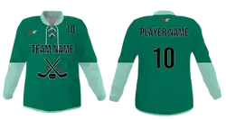 Custom solid blue green adult youth unisex hockey jersey with laces - Jersey