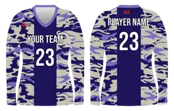 Custom abstract camo adult youth unisex volleyball long sleeve jersey - Jersey