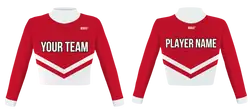 Custom white and red adult youth unisex cheerleading  long sleeve turtle neck jersey - Jersey