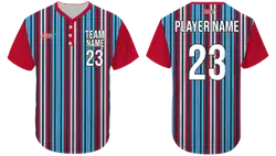 Custom multiple vertical stripes three buttons adult youth unisex baseball jersey - Jersey