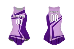 Custom figure skating sleeveless uniform twilight lilac adult youth pleated skirt - Figure-skating-uniforms