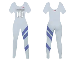 Custom women short sleeve dance bodysuit cobalt trace - Dance-bodysuits