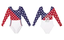 Custom long sleeve gymnastic uniform adult youth patriotic pride - Gymnastics-uniforms