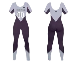 Custom women short sleeve dance bodysuit twilight plum - Dance-bodysuits