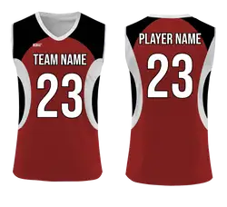 Custom red solids adult youth volleyball sleeveless jersey - Jersey