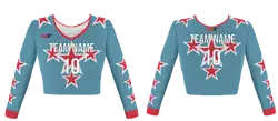 Custom azure starry night youth adult unisex cheerleading long sleeve crop top jersey - Jersey