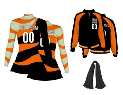 Custom figure skating long sleeve uniform tiger stripe twirl adult youth plain skirt - Figure-skating-uniforms
