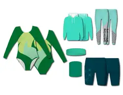 Custom long sleeve gymnastic uniform adult youth emerald waves - Gymnastics-uniforms