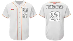 Custom white orange mesh authentic adult youth unisex full buttons softballjersey - Jersey